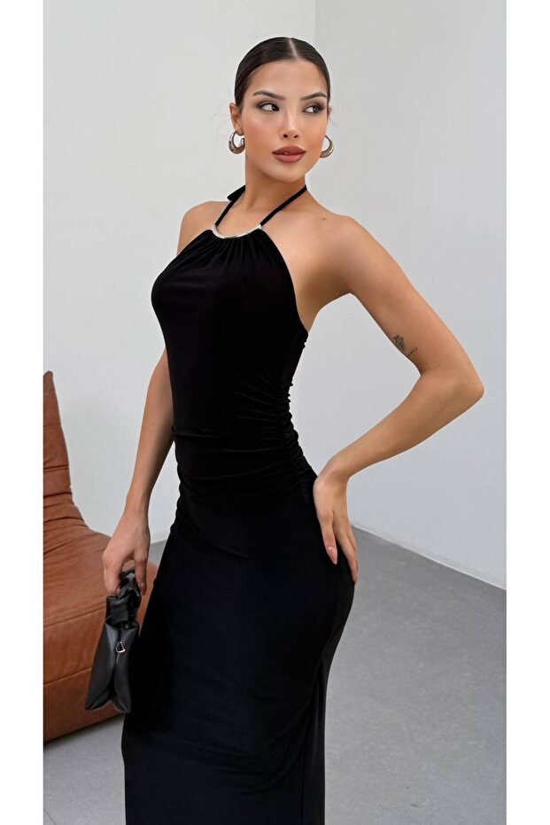 Tie-Neck Backless Dress