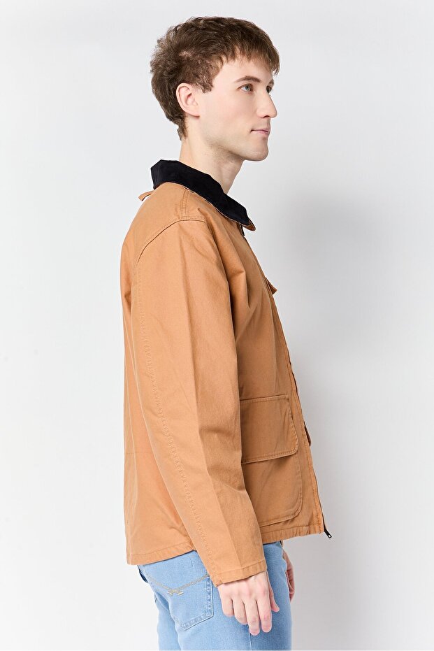 جاكيت دنيم رجالي سادة، بني - 3