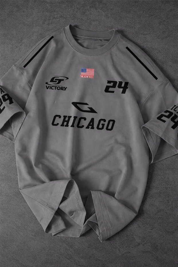 Unisex Chicago 24 Design Printed Oversized T-Shirt