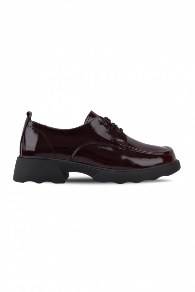 Trapy Women's Genuine Leather Lace-Up Thick Soled Loafer Shoes 4318