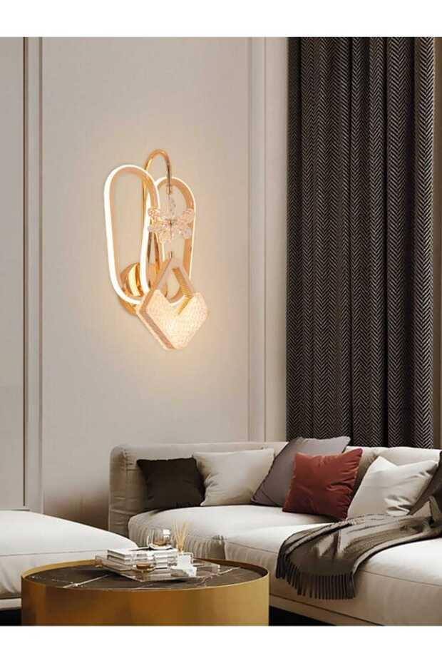 مصباح جداري ثلاثي الإضاءة ذهبي بتقنية LED - موديل 9924
