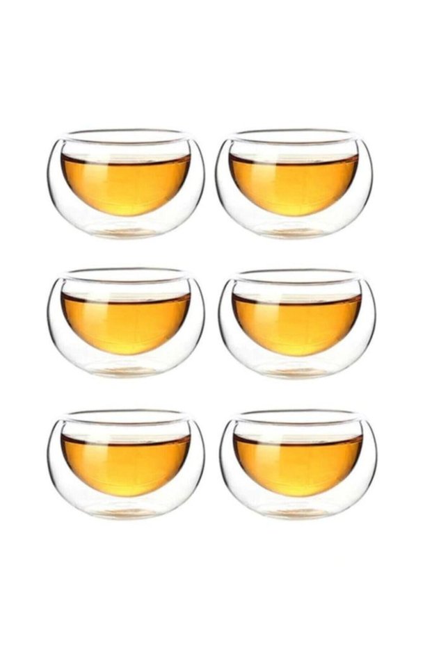 6 Double-Walled Sauce Bowls 50 ml | 6-Piece Borosilicate Glass Sauce Snack Bowl Set with Turkish Delight Bowls