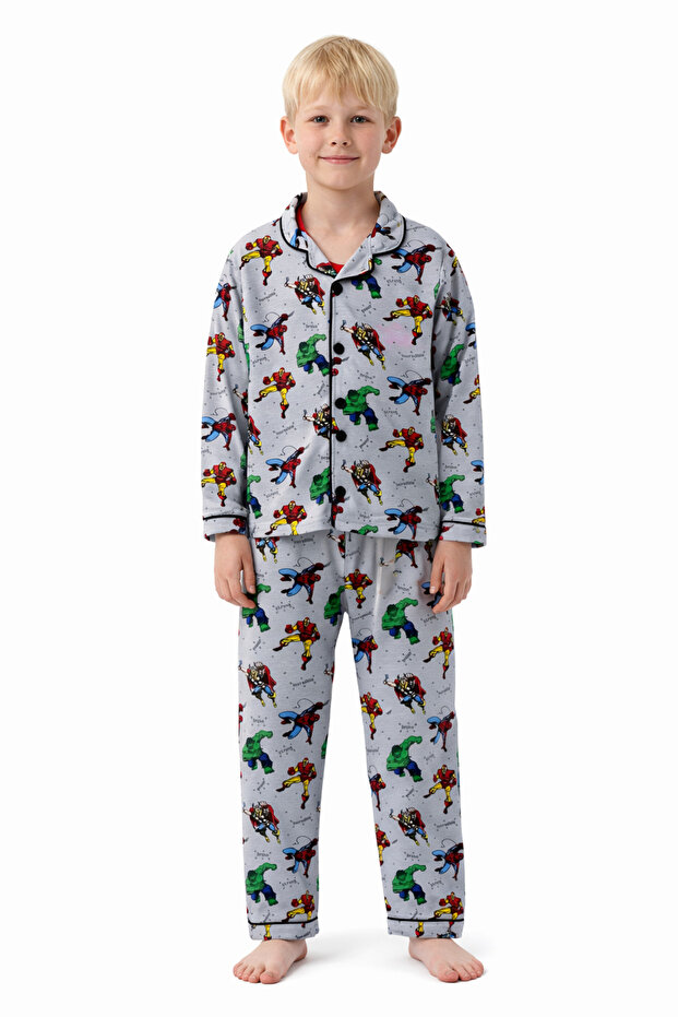 طقم بيجامة سبايدر مان منقوش للأولاد مع شريط للعين - 2