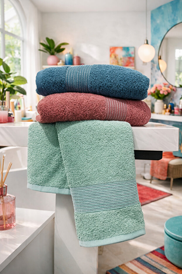 Trio Towel Set - 50 X 85 cm Hand and Face Towel Set -Blush