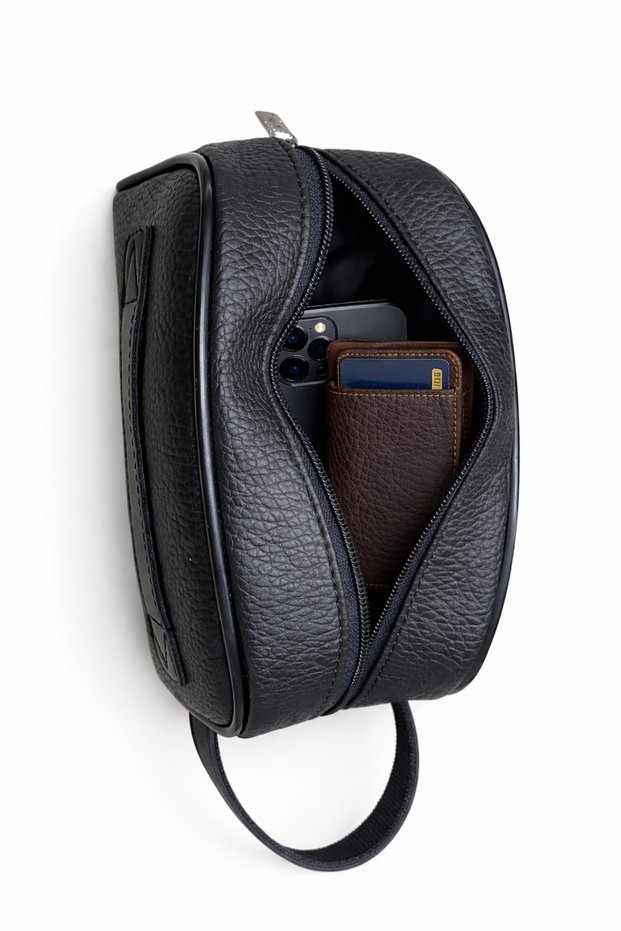 Unisex Black Portfolio Clutch Travel Cosmetic Care and Daily Handbag