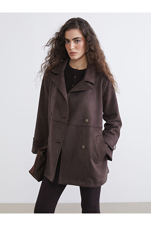 Double Breasted Roba Collar Loose Fit Women's Trench Coat from Uzg Store for Style Enthusiasts