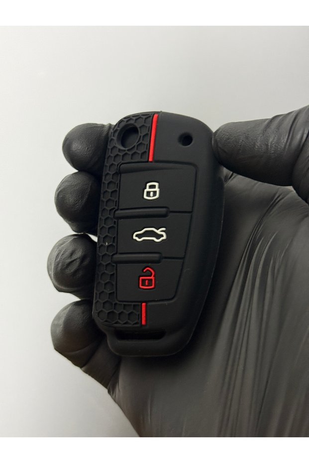 Audi A3, A6, A1, A4 Q2, Q3 3-Button Honeycomb Pattern Key Remote Control Protection Case Red