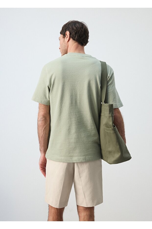 Regular kesim %100 pamuklu tişört - 4