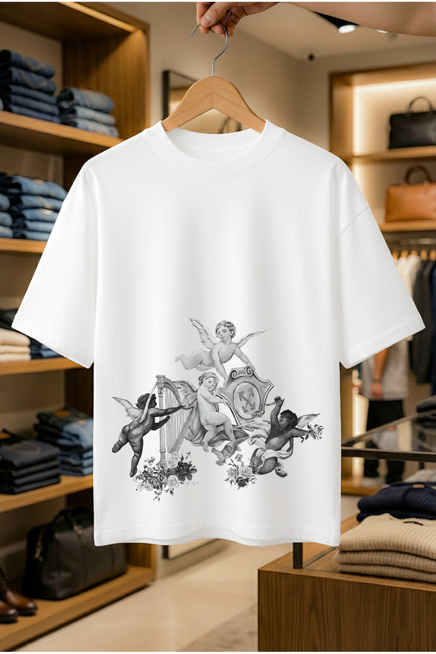 Summer Short Sleeve T-Shirt Anti-Sweat Cotton Printed T-Shirt Social Angels