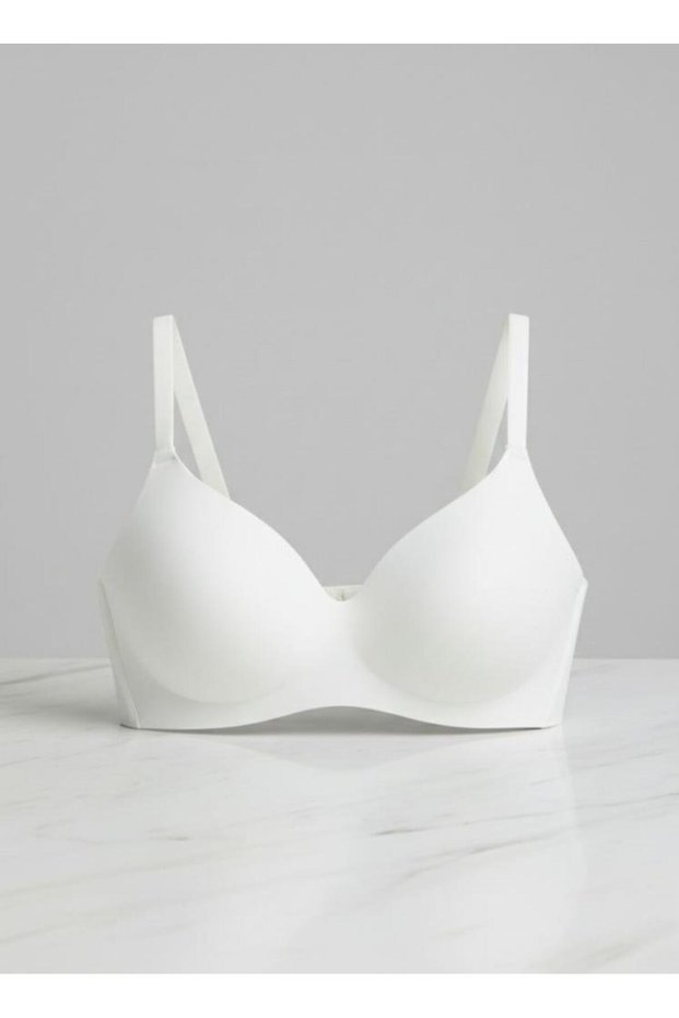 Women's White Seamless Gathering Bra - Non-Marking Laser Cut Seamless Bra White