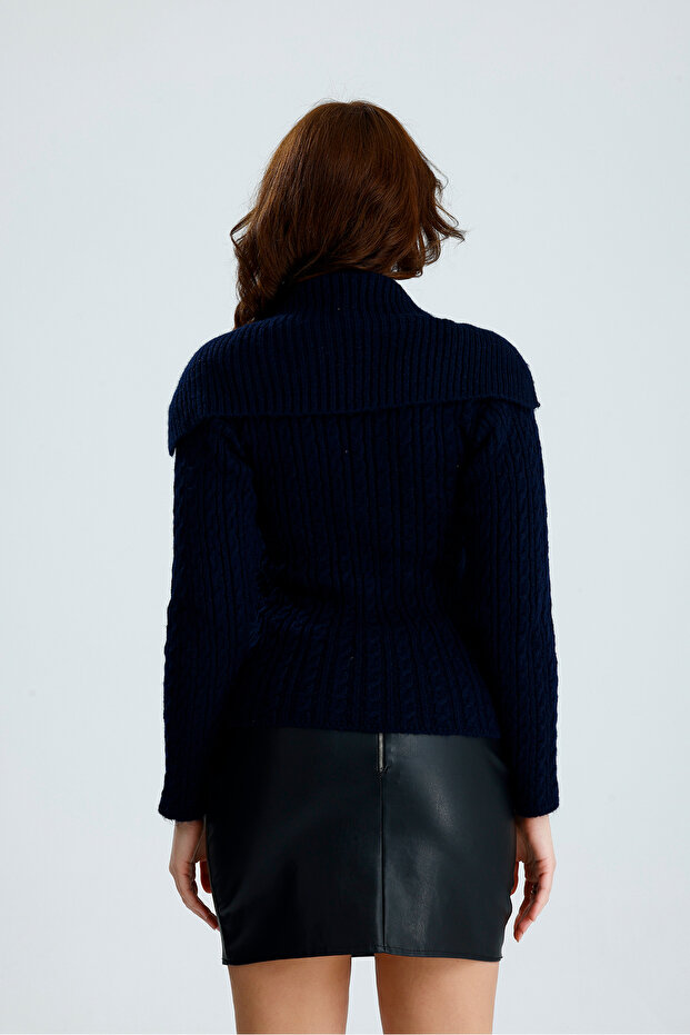 Fermuarlı Örgü Triko Hırka - 6