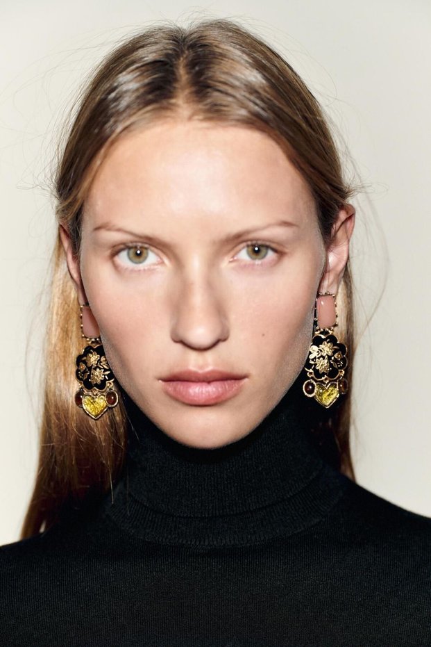 Lwa Stone, Flower and Heart Design Earrings