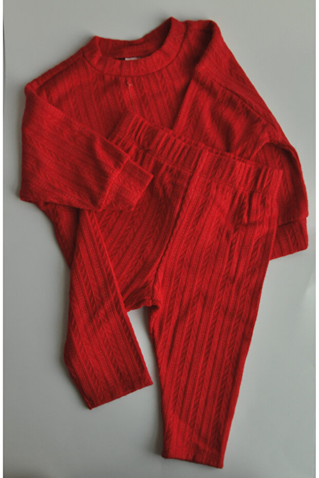 Red Ribbed Baby Lounge Set