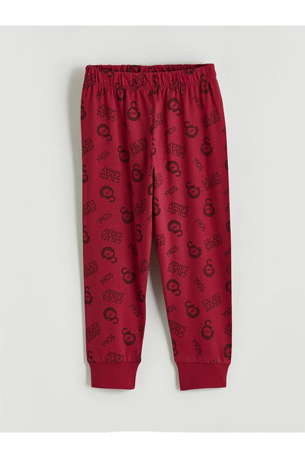 Red Crew Neck Galatasaray Printed Boys' Pajama Set