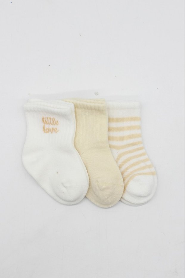 Little Love Girl 3-Piece Combed Cotton Socks 10137 Ecru