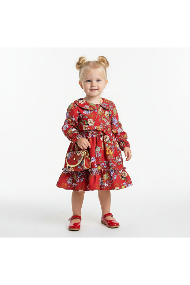 Floral Girl's Dress with Bag