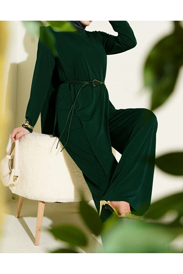 طقم ساندي مكون من قطعتين بحزام وتصميم غير متماثل - 1