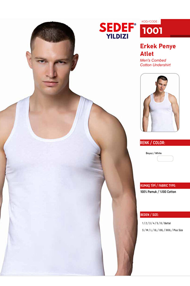 Underwear (6 Pieces) 100% Cotton Men's Combed Cotton Undershirt