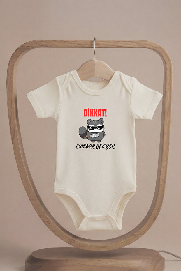 Organic 100% Cotton Monster Printed Short Sleeve Baby Bodysuit with Snap Fasteners