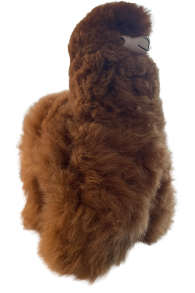 Handmade 100% Baby Alpaca Wool Plush Toy, Soft & Smooth "Aki Alpaca", Camel Color, 30cm