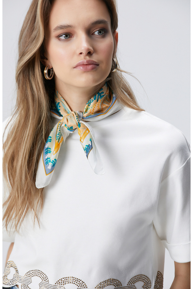 Colorblocked Kadın İpek Fular - 1