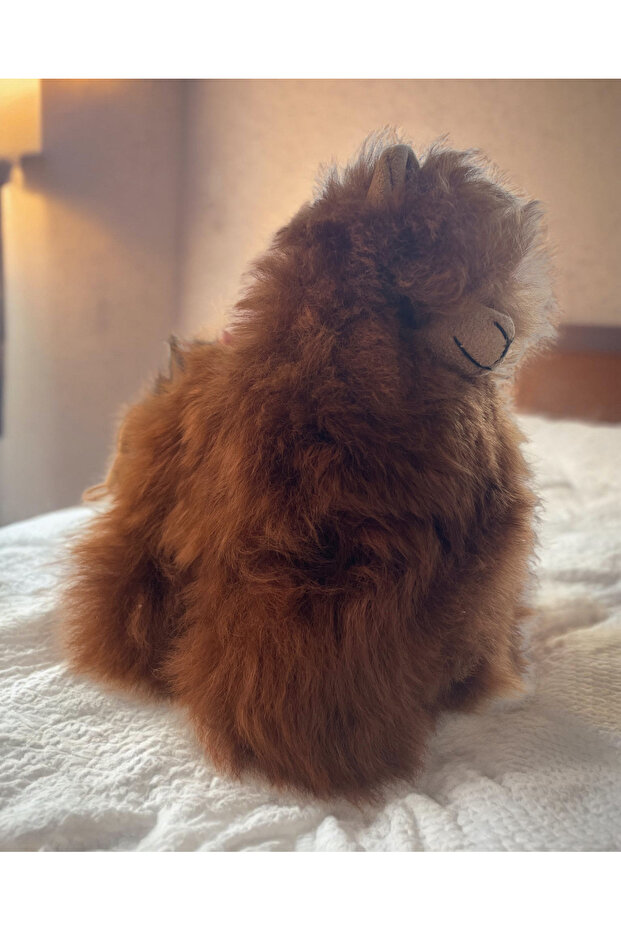Handmade 100% Baby Alpaca Wool Plush Toy, Soft & Smooth "Indi Alpaca", Mocha Brown, 15cm