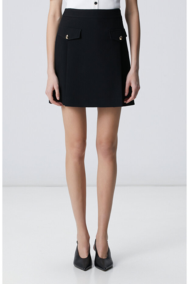 Siyah Pilili Mini Etek - 2