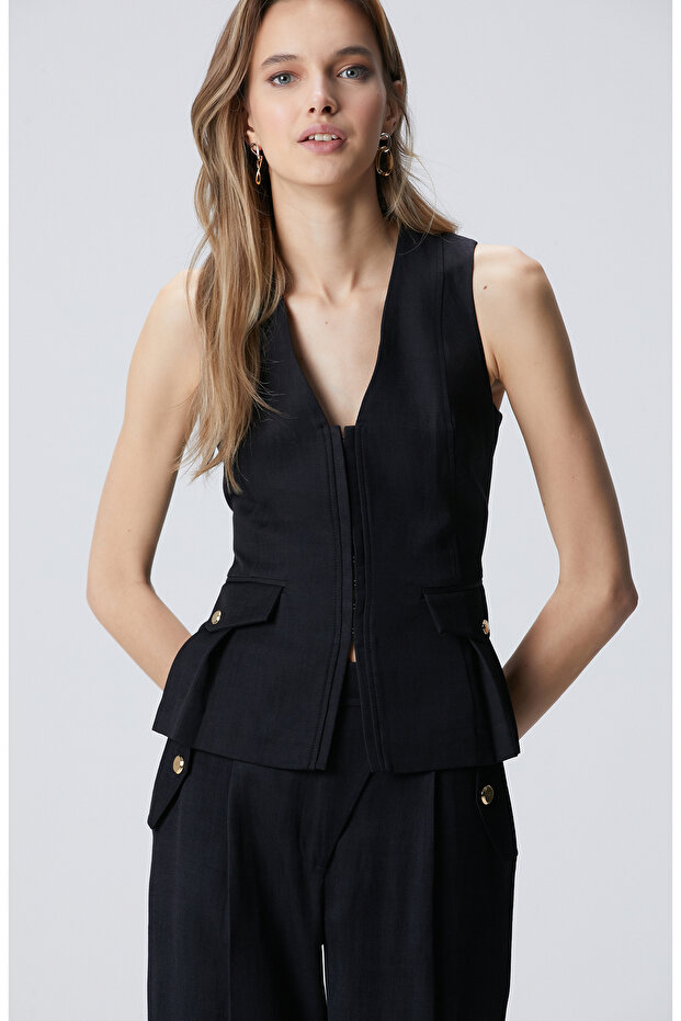 Siyah Viscose Bluz - 1