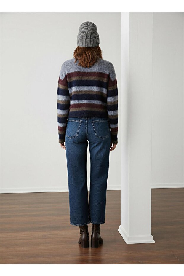 Çok Renkli Çizgili Basic Kazak - 4