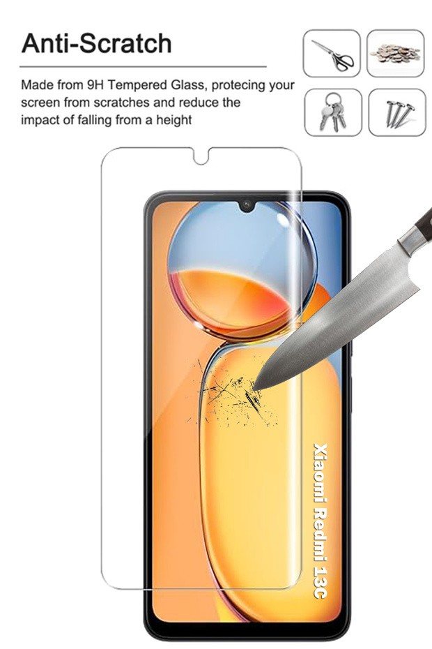 واقي شاشة زجاجي مقوى لهاتف ريدمي 13 سي - 3