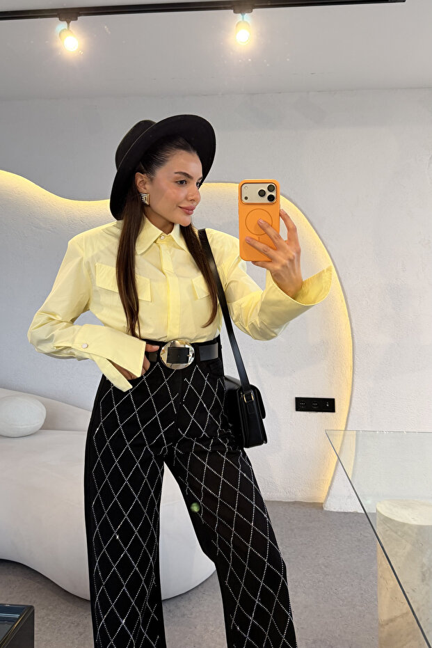 Eldora Sarı Vatkalı Gömlek - 1