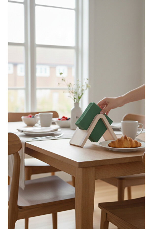 Natural Wood Napkin Holder - Modern Kitchen and Dining Table Accessory