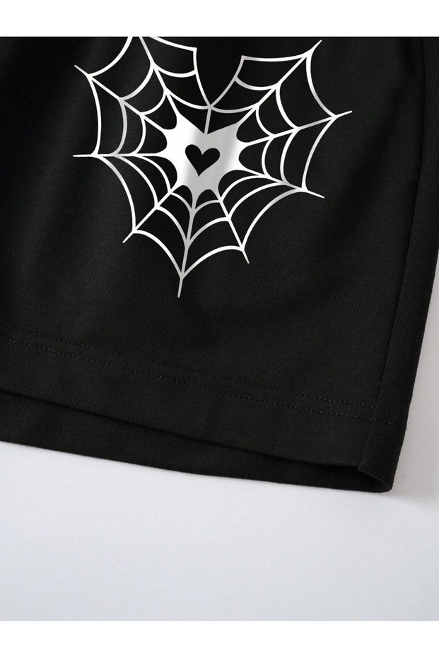 New Fashion Men's Spider Print Shorts with Pockets