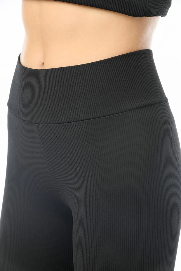 Pucka Ribbed, Ribbed, High Waist, Elastic Waist Interlock Knitted Women's Leggings