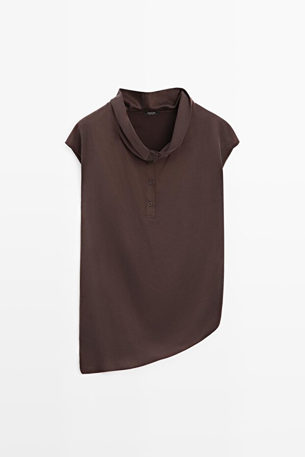 Asimetrik drapeli bluz - 5