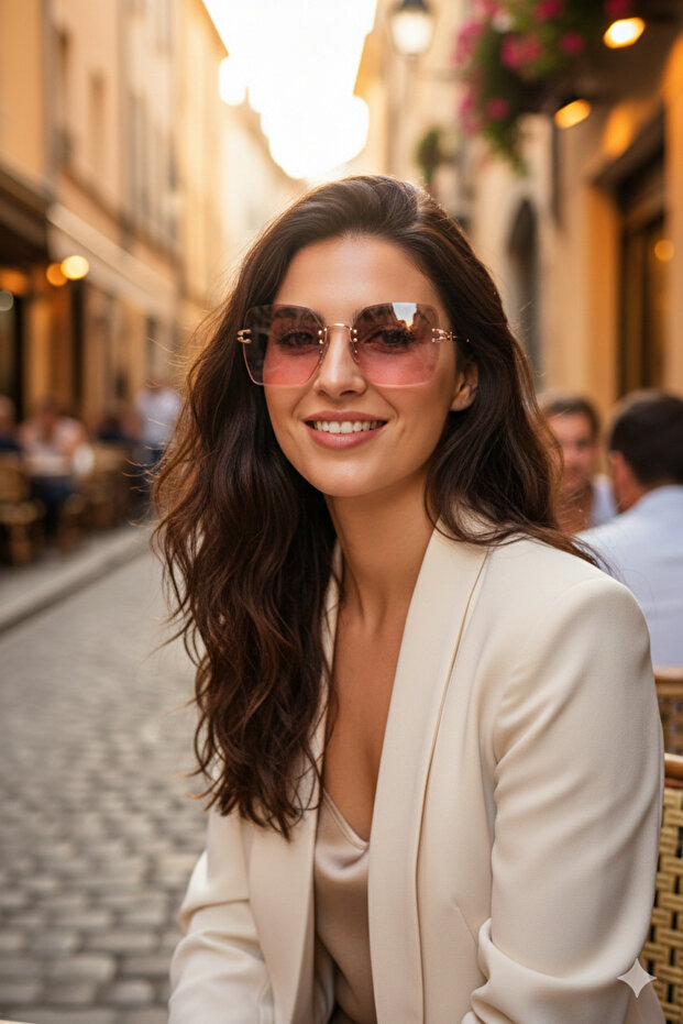 Fi-38 Pink Glass Women's Sunglasses 59-19-135