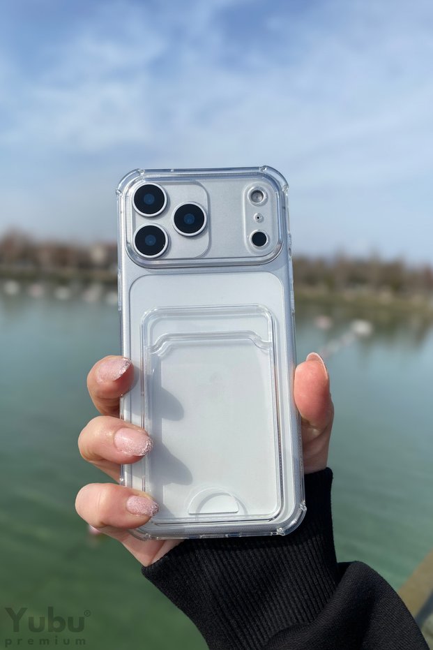 Iphone 17 pro compatible card holder shockproof flexible silicone transparent case