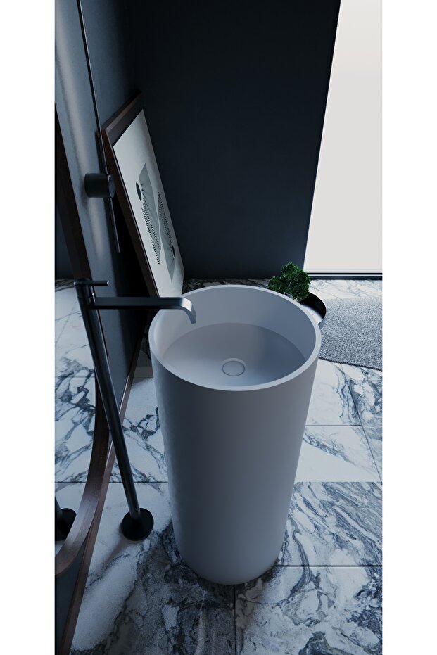 Monoblok Toledo Round Solid Banyo Lavabosu - 3