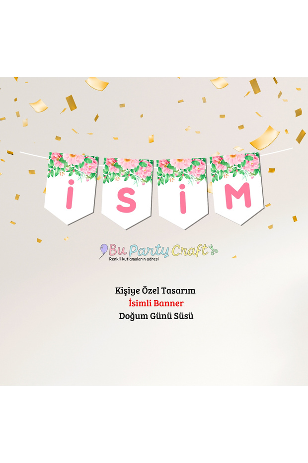 BuParty Craft Kişiye Özel - İSİM Yazılı - Asılabilir Doğum Günü Süsü