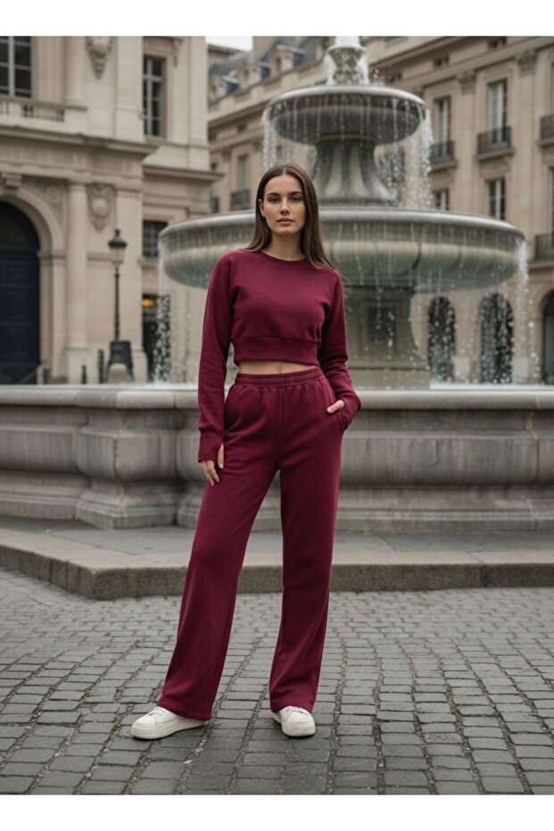 Women's Thessaloniki Fabric Raglan Sleeve Finger-Loop Crop Set