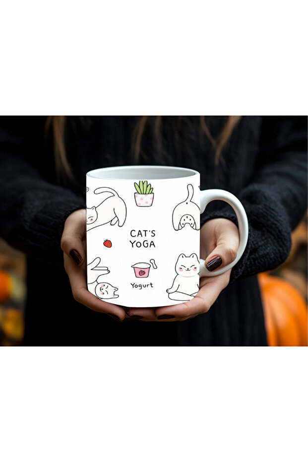 Cute Patterned Mug 330 ml | Minimal Drawing & Fun Design - 1