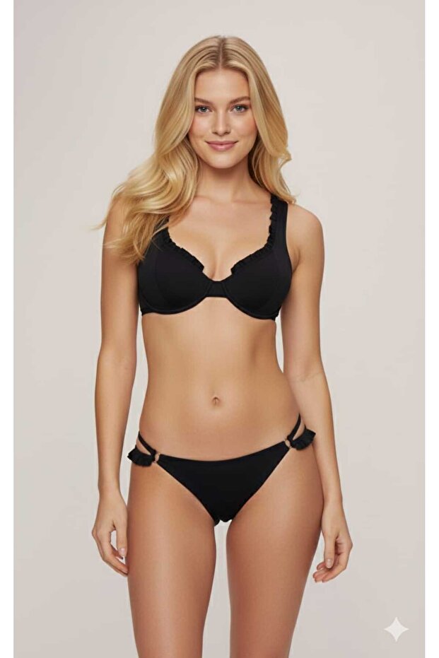 Ruffled Underwire Bikini Set - 1