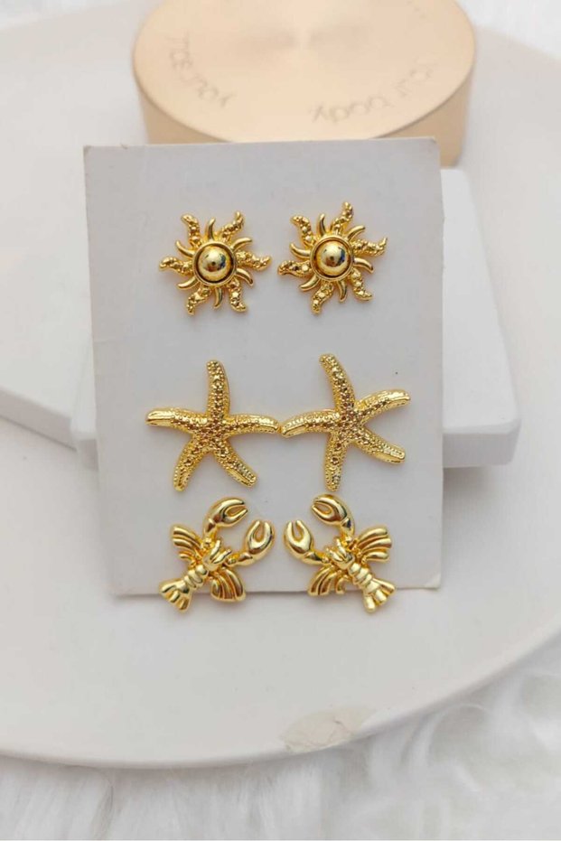 Summer Concept Earring Set (Sun, Starfish, Crab)