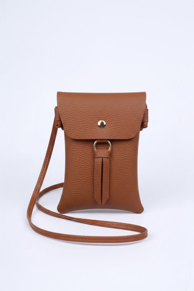 Brown Magnetic Closure Crossbody Phone and Shoulder Bag 20X13 cm