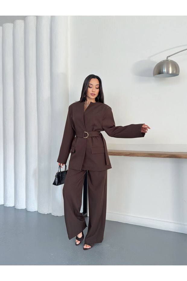Beli Belted Blazer Jacket Trousers Set