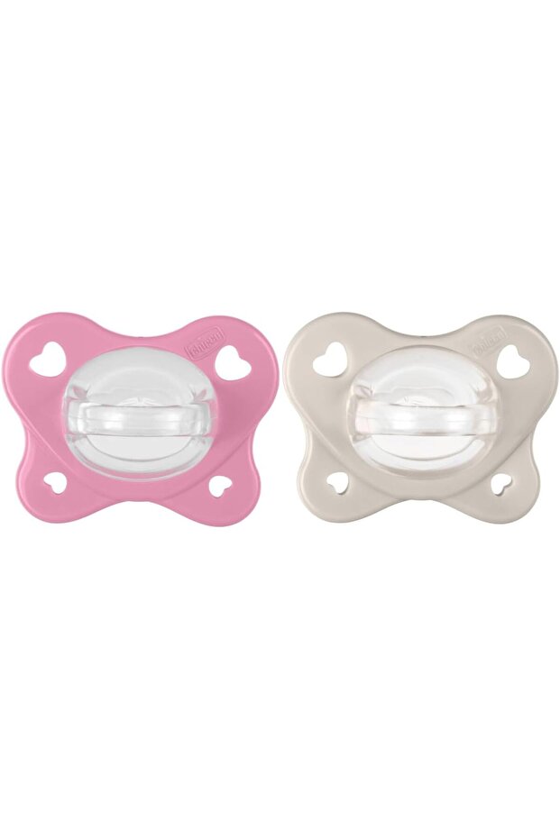 Dual Soft Silicone Pacifiers 6-16 Months, Two-Tone, Set of Two Soft Pacifiers, Supports Breat