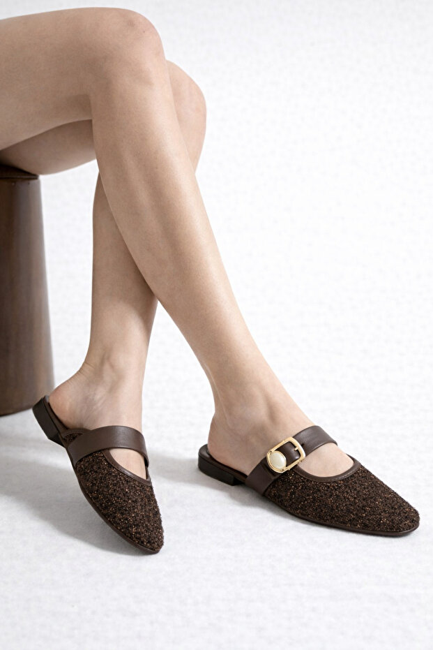 Women's Belted Buckle Closed Stylish Slippers Gift Daily Dowry Stylish Slippers Stc1244