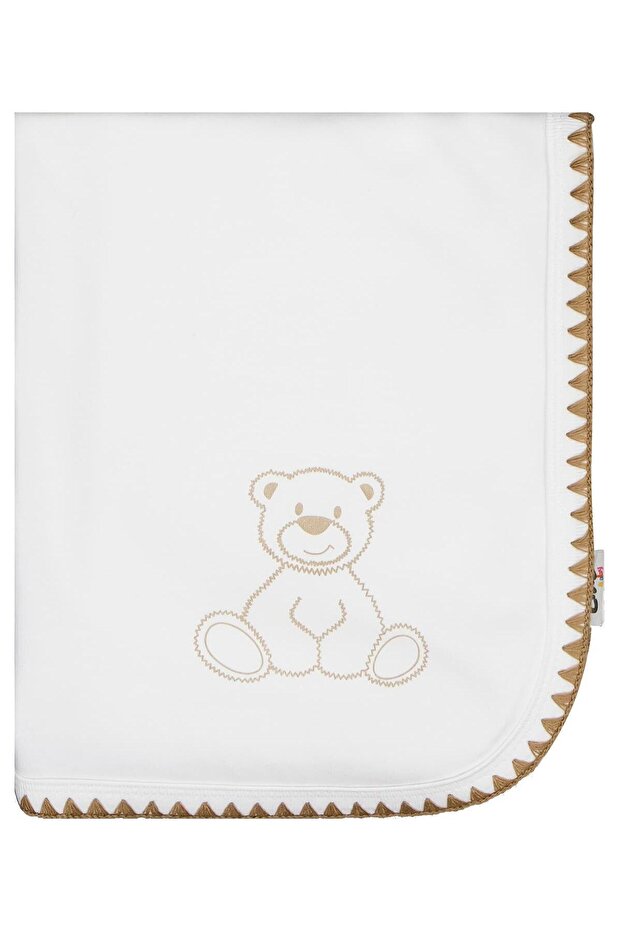 Teddy Bear Printed Blanket - Ecru