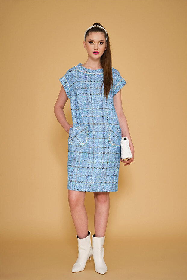 Patterned Plaid Dress - 1