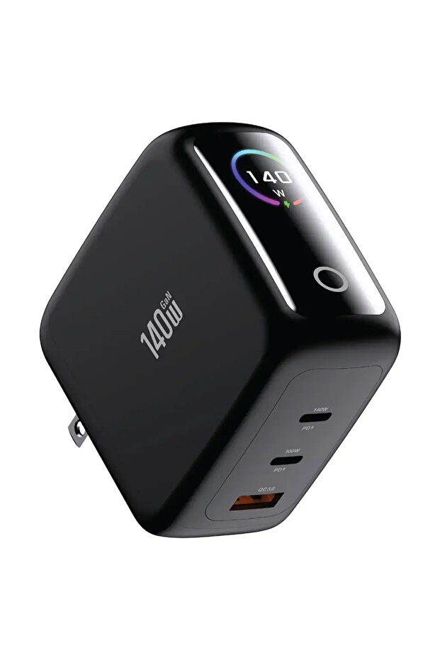 محول GaNPremium مزود بشاشة TFT ومنفذي USB-C ومنفذ USB-A